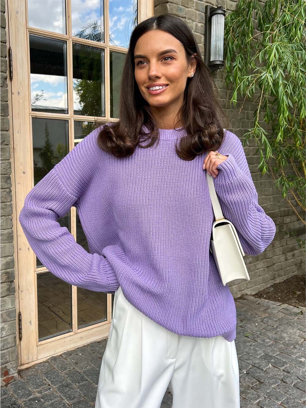 Women's Round Neck Loose Solid Color Sweater | NCS