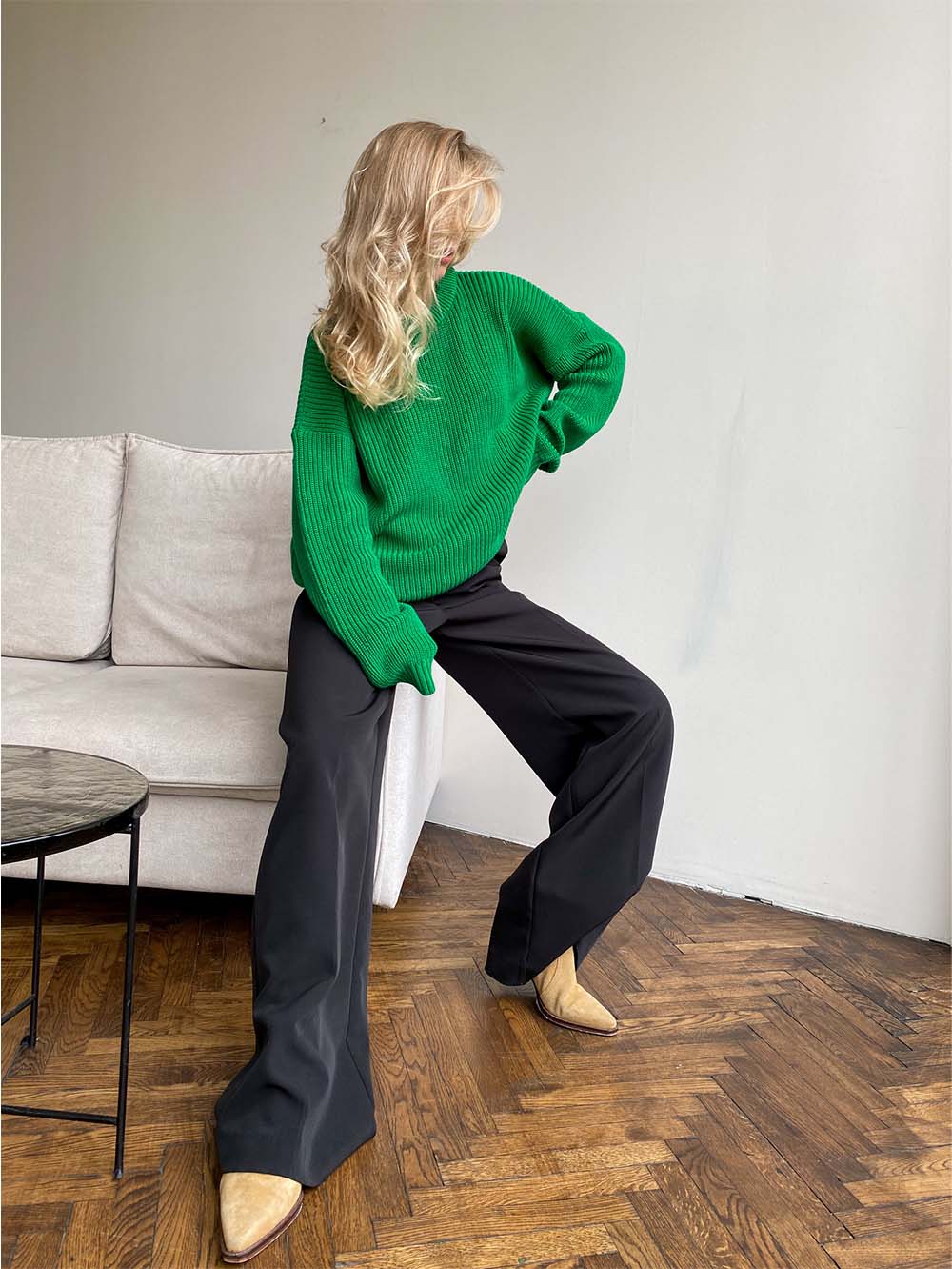 Women's Round Neck Loose Solid Color Sweater | NCS