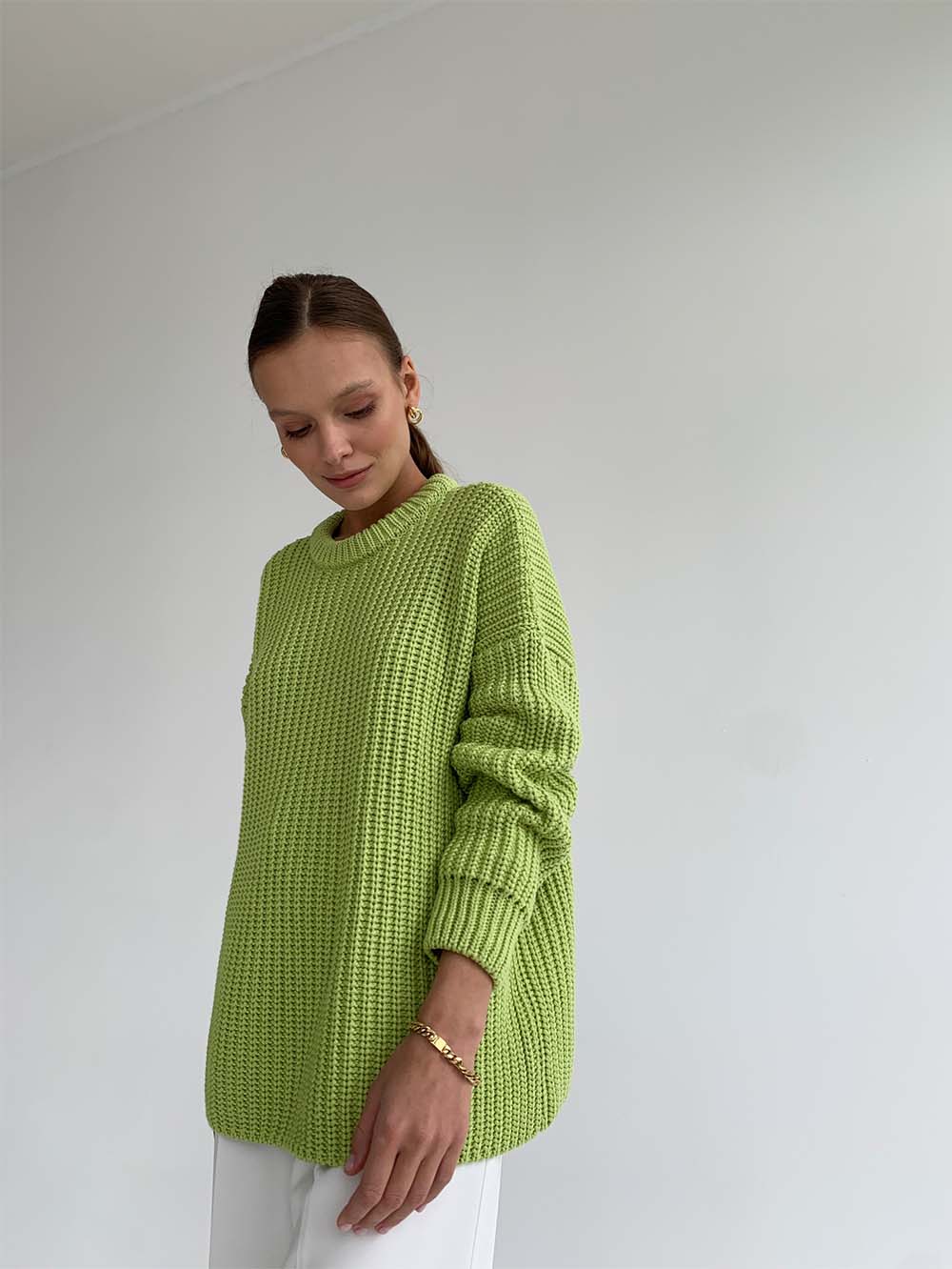 Women's Round Neck Loose Solid Color Sweater | NCS