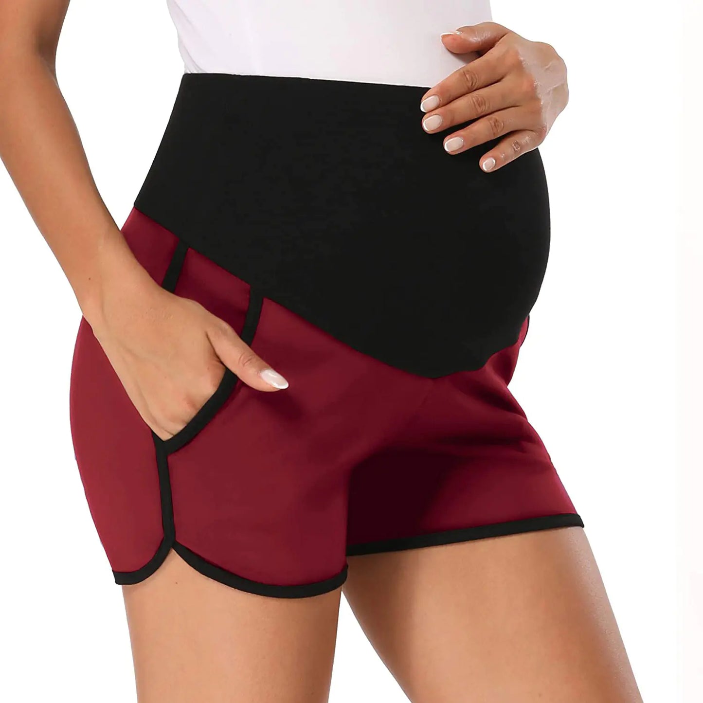 Fashionable Casual Maternity Sports Shorts with Belly Holder - # WOM21610007 - PRG
