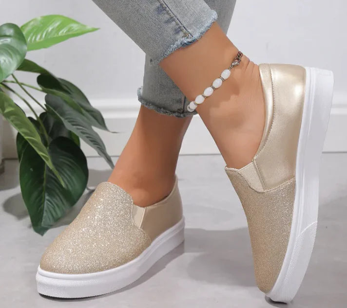 Stylish Casual Shoes Sale Plus Size Sequined Flat Women Loafers - # GIAA73710011