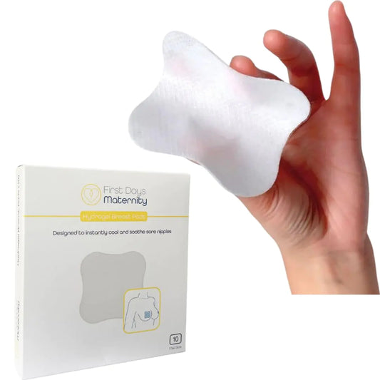 First Days Maternity - Hydrogel Breast Pads for Sore Nipples Instant Cooling Relief Suitable for All Skin Types Pads with Soft Fabric Backing and 1 mm Thickness 7.5 cm x 7.5 cm Pack of 10 Pads - # BAGE211610101