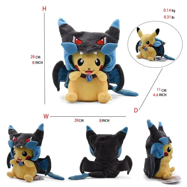 24 Pcs Pokemon Pikachu Cosplay Toys Charizard Snorlax Garchomp Tyranitar Hydreigon Anime Stuffed Plush Cartoon Peluche Dolls - # BOT&G512610001