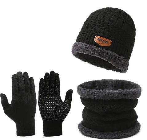 Winter Scarf Gloves Three-piece Set - # BOAA23510001