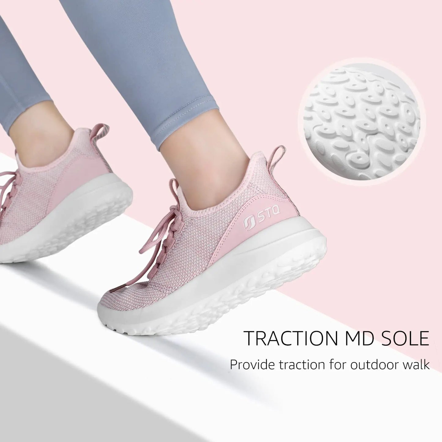 STQ Slip Ins Womens Slip On Sneakers Hands Free Orthopedic Tennis Walking Shoes for Plantar Fasciitis Relief 8.5 Light Pink - # GIAA73110002