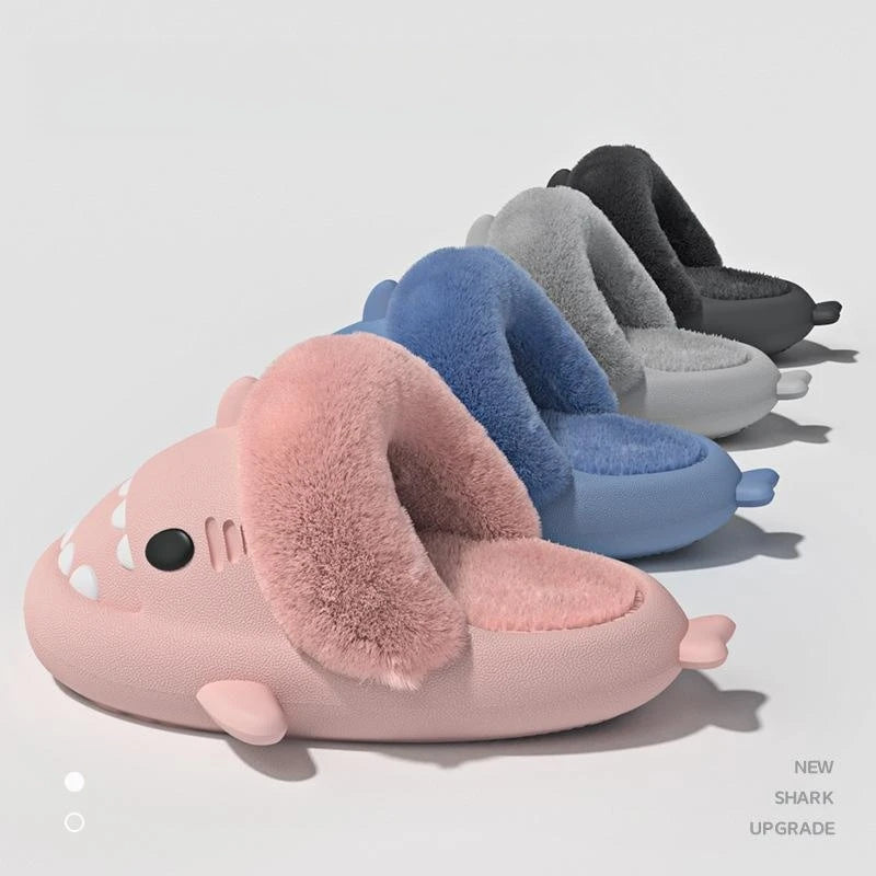 Winter Plush Shark Slippers Boys Men - # BOAA73410003