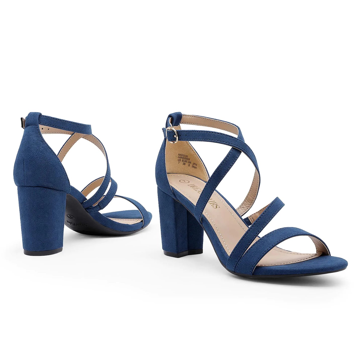DREAM PAIRS Women’s Ankle Strap Dress Pump Low Chunky Heel Sandals 11 Navy/Suede - # GIAA73210004