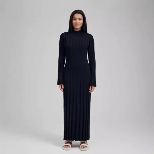 New Knitted Dress with Waist Design and Round Neck - # WOAA211410002-PRG