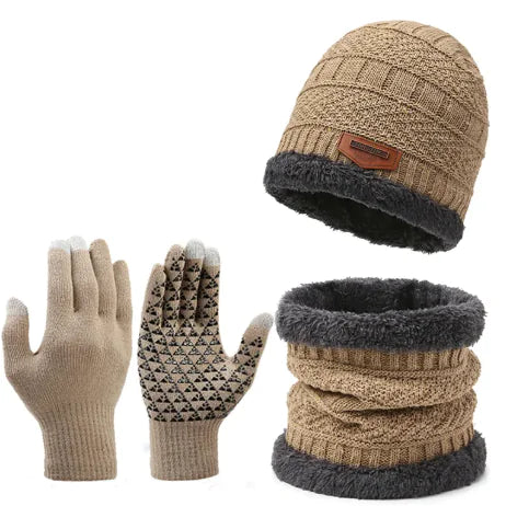 Winter Scarf Gloves Three-piece Set - # BOAA23510001