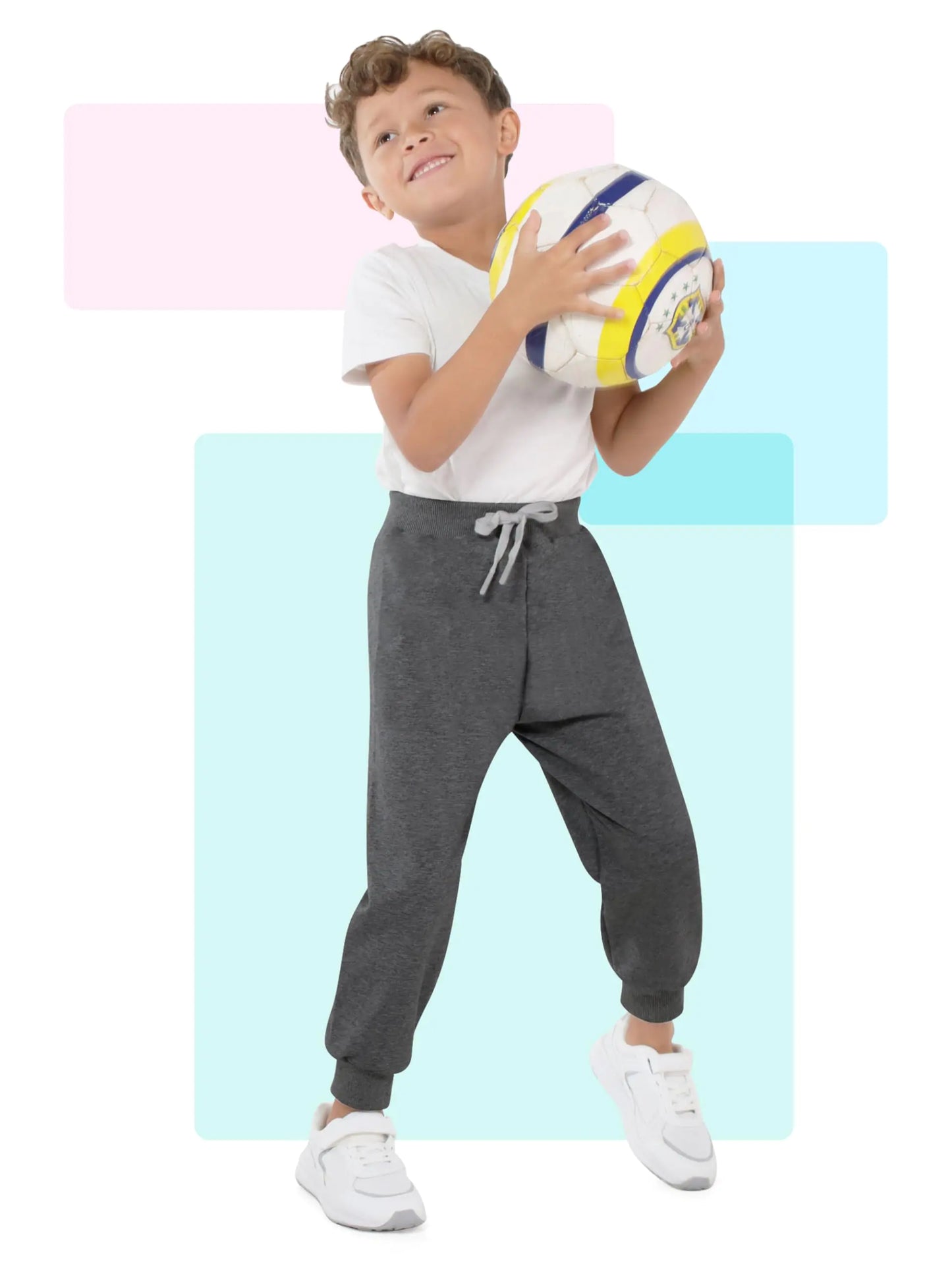 Resinta 4 Pack Toddler and Boys Joggers Sweatpants Kids Pull-On Active Athletic Pants with Drawstring Elastic Waistband 5T Black, Dark Gray, Navy Blue, Burgundy - # BOAA11410003