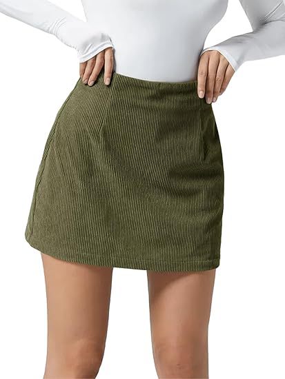Women's Corduroy High Waist A-Line Mini Skirt