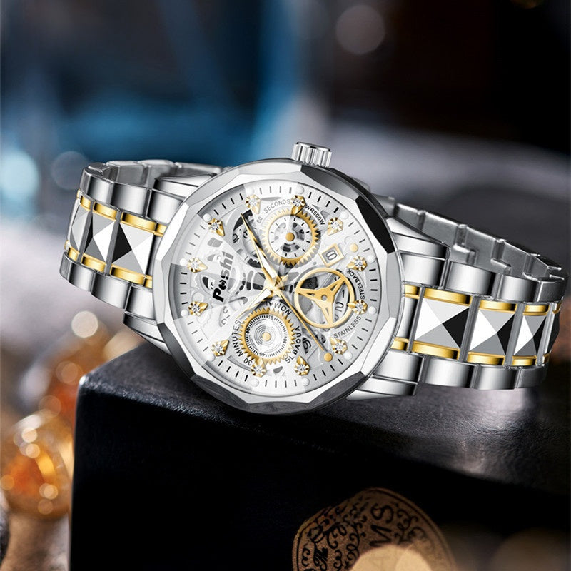 Men's Quartz Watch with Luminous and Waterproof Features