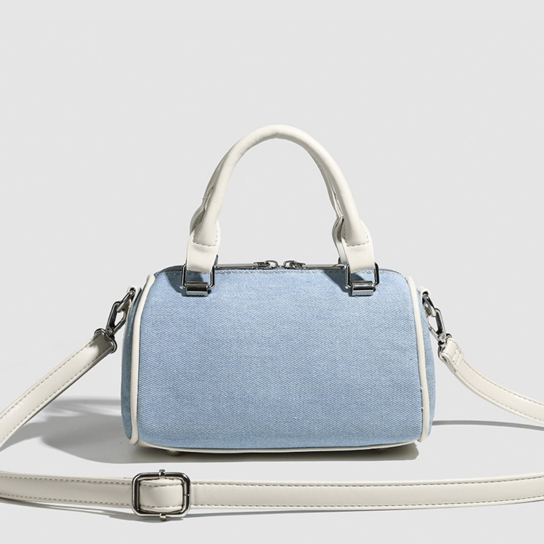 Boston bag women, design splicing pink small tote purse, girl versatile fashion handbag