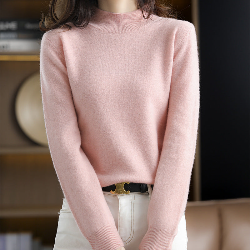 Half-neck knitted sweater, loose-fitting top