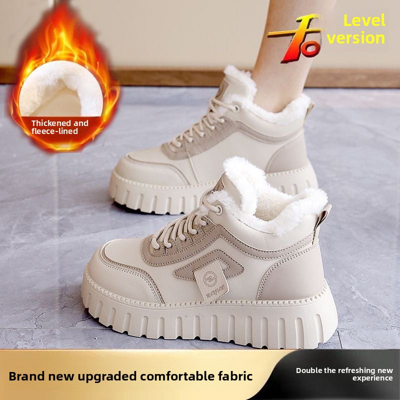 Women's Cotton Shoes Fashion Flat Soft Sole Warm Fleece Lining