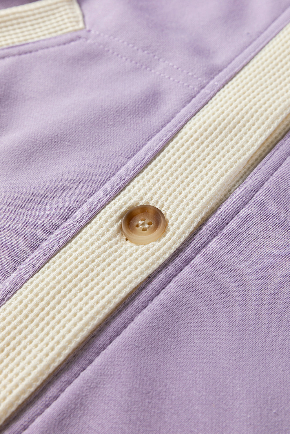 Waffle Knit Colorblock Patchwork Buttoned Hoodie