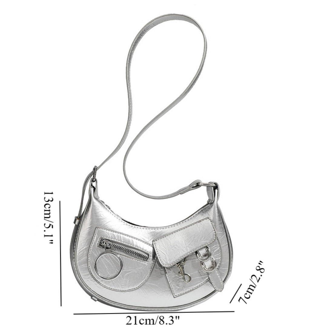 Design Stylish Retro Small Crossbody Bag - Versatile Punk Crescent Bag for Everyday Use