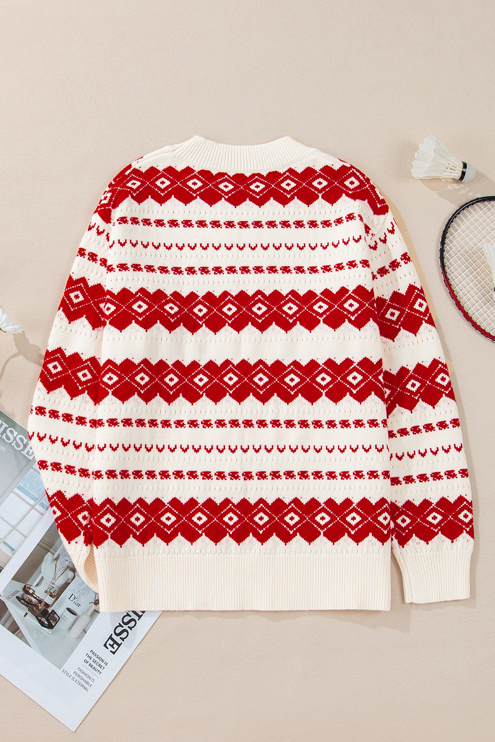 Christmas Western Geometric Crew Neck Sweater