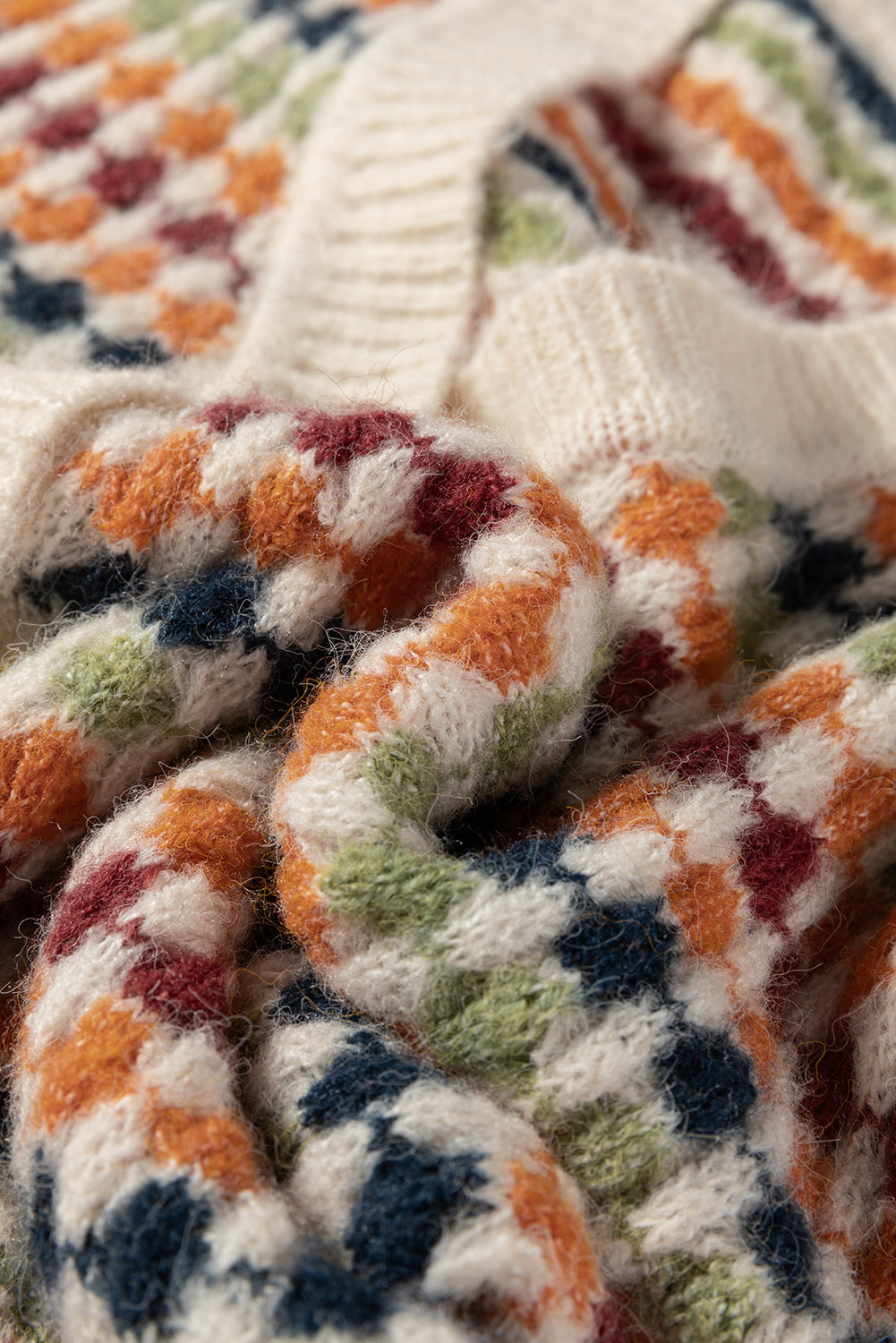 Dotty Knit Button-Up V-Neck Sweater Cardigan