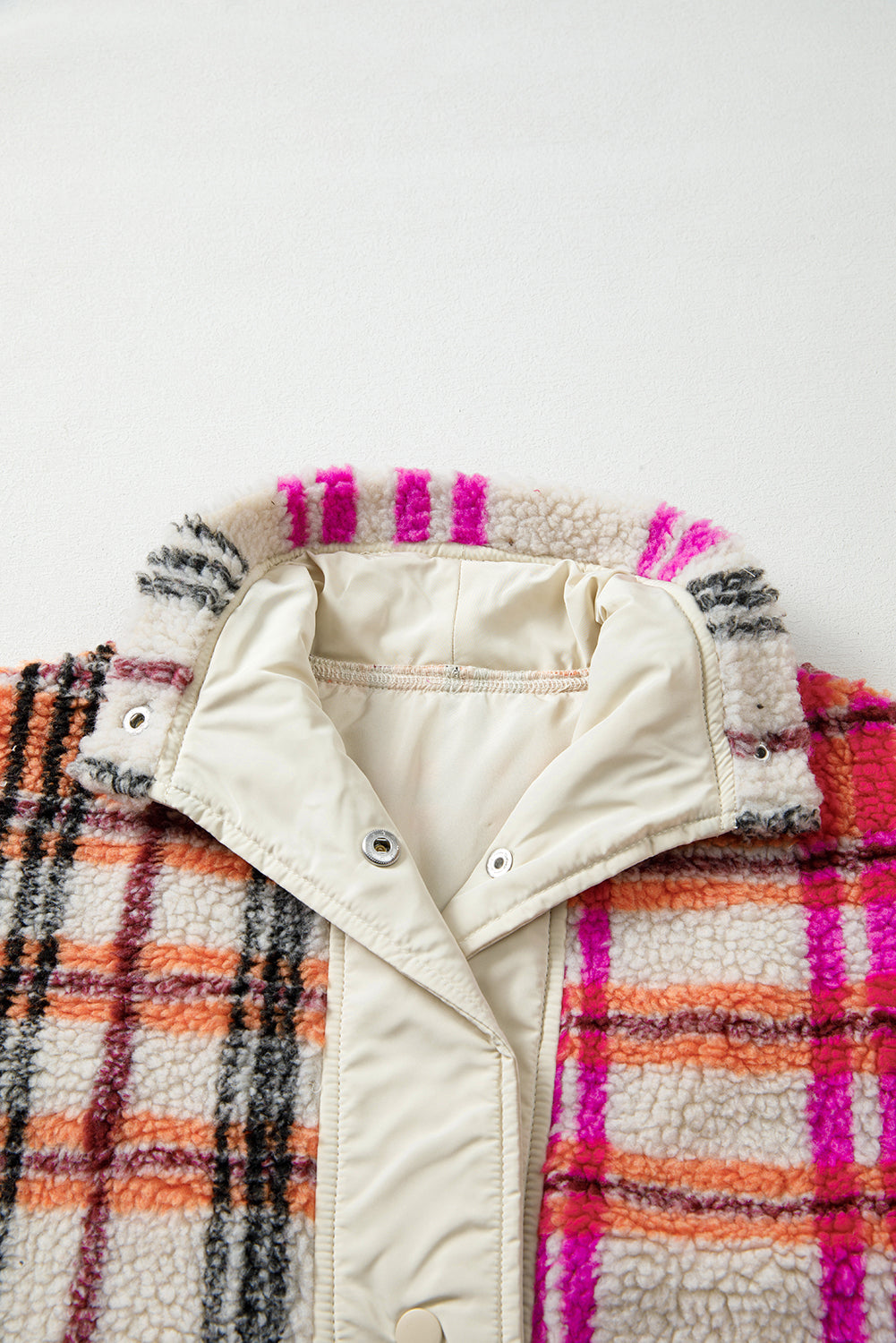 Plaid Sherpa Buttoned Jacket Vest