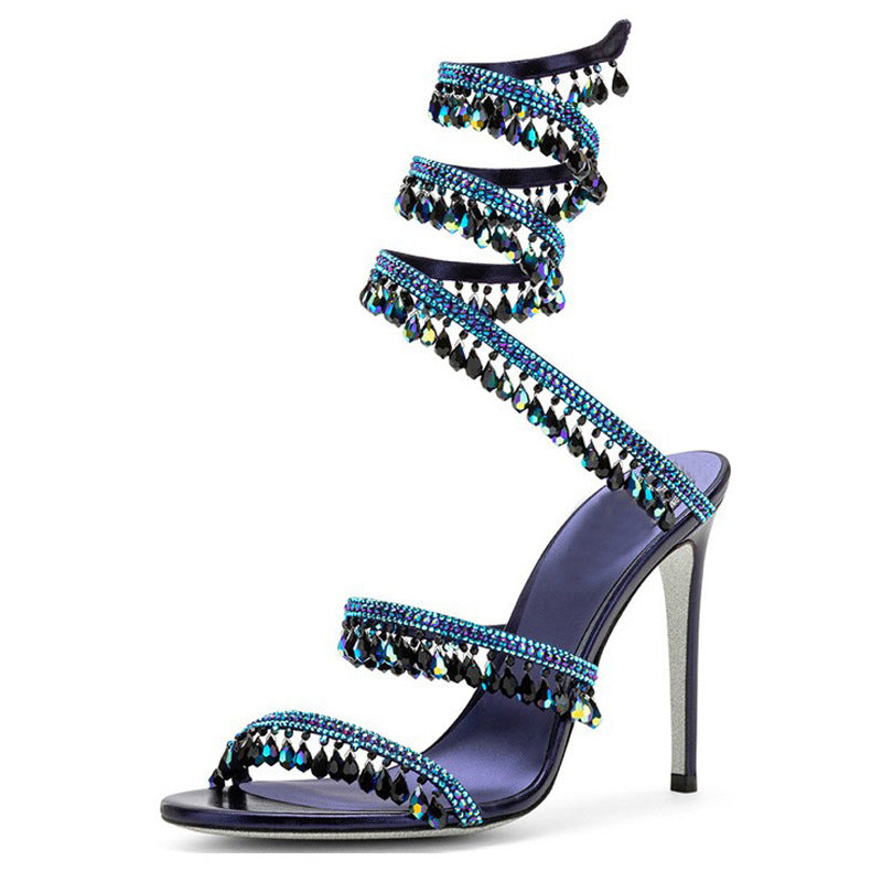 strappy open-toe shoes for walking down the runway