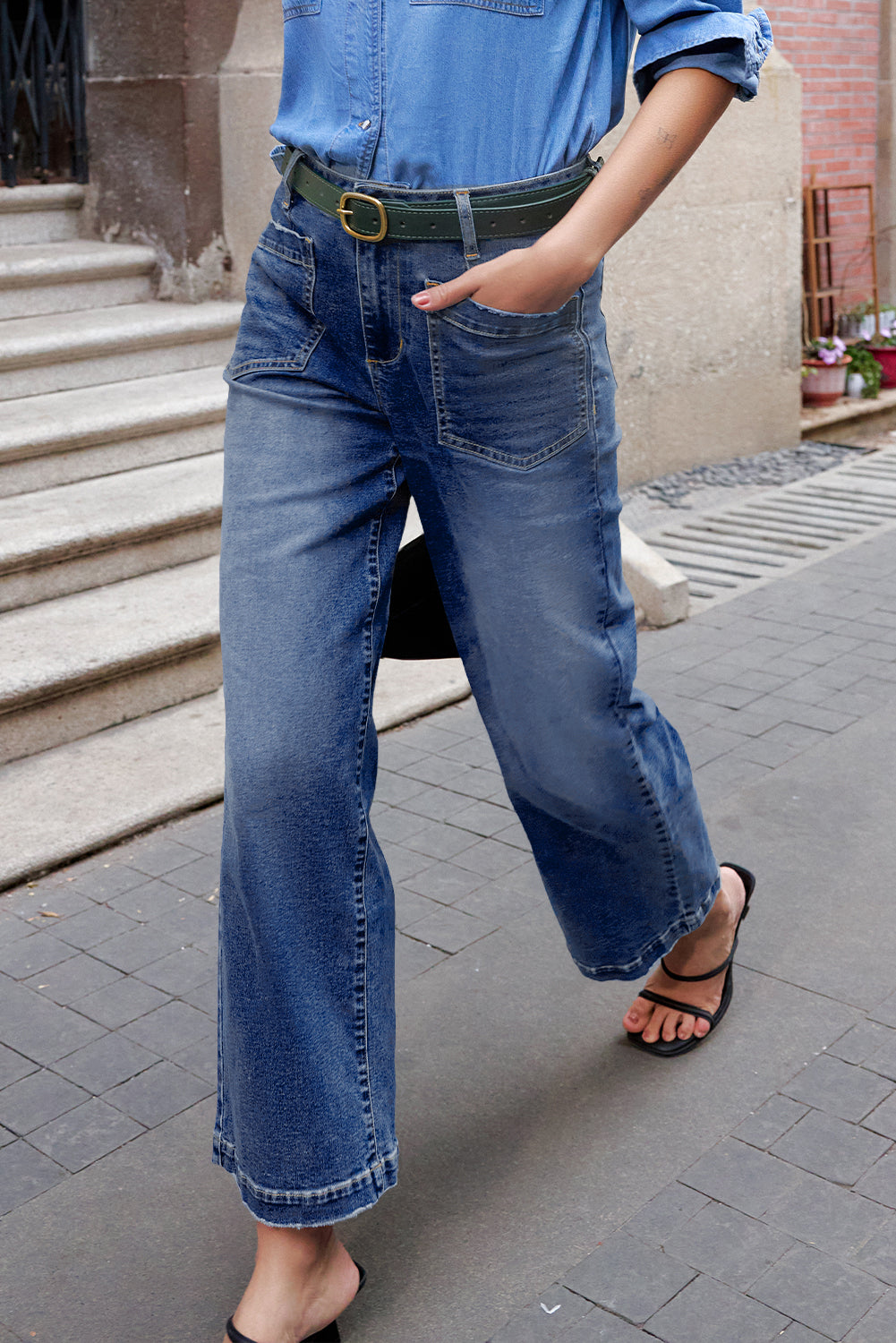 Denim Patch Pocket Shift Jeans