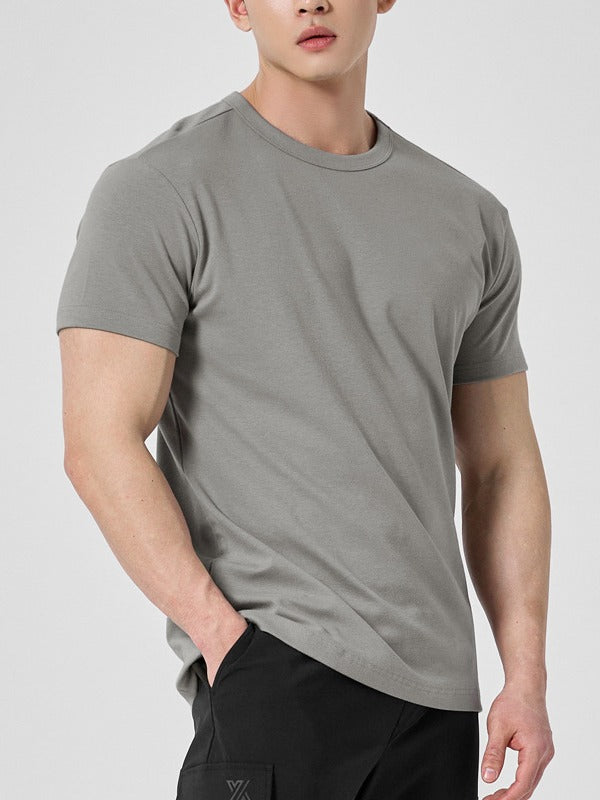 Men's short-sleeved round-neck fitness exercise