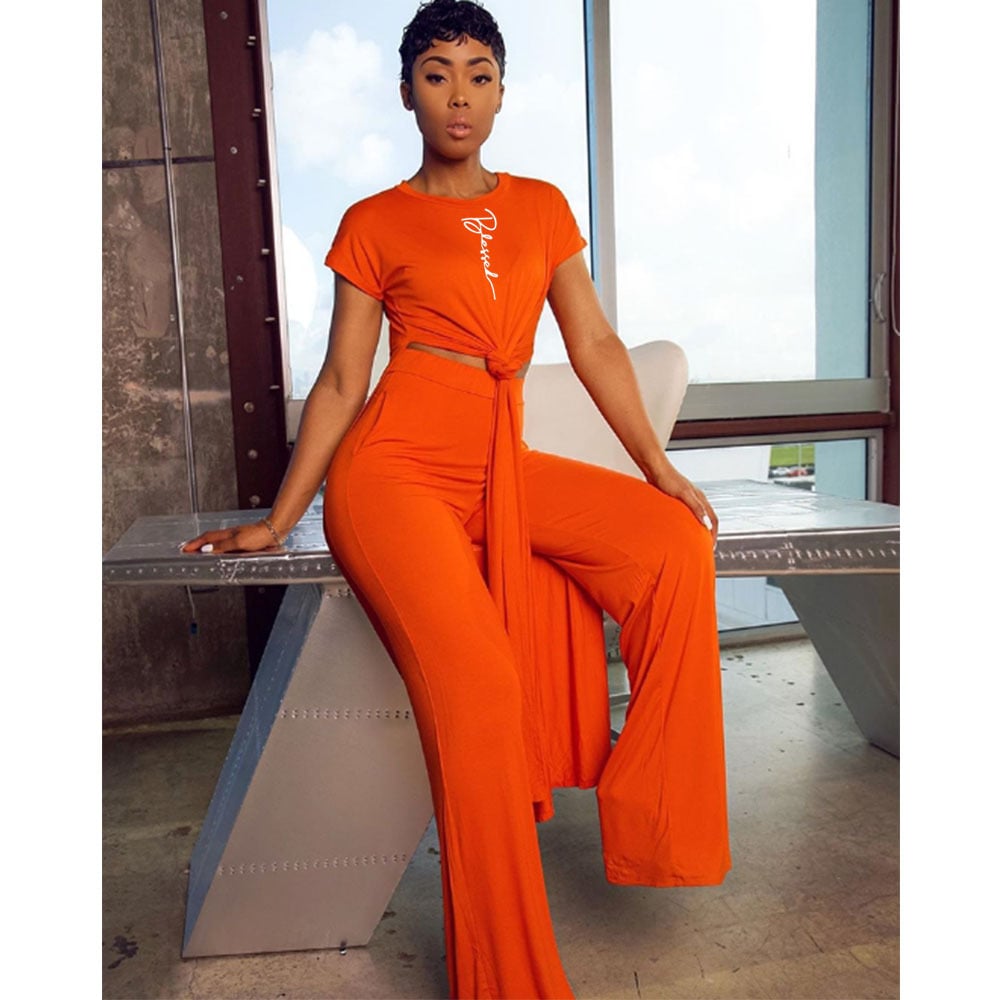 Casual Two-Piece Short-Sleeved Trousers Set - # GIAA23310002