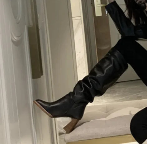 Block Heel Square-Toe Heels - # GIAA73410013