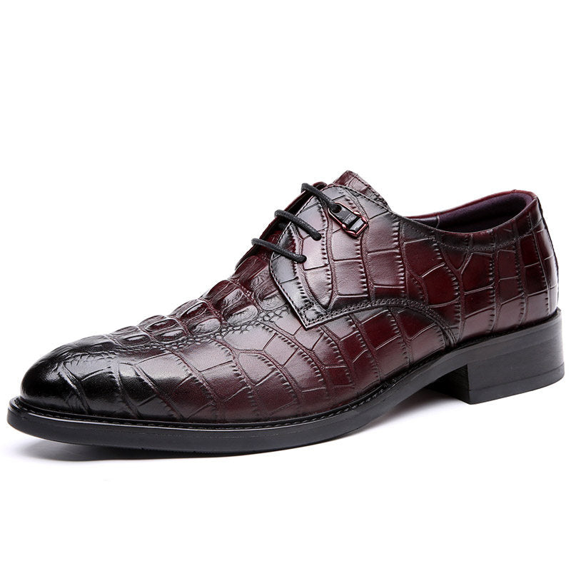 Mens Formal Leather Shoes Crocodile Pattern