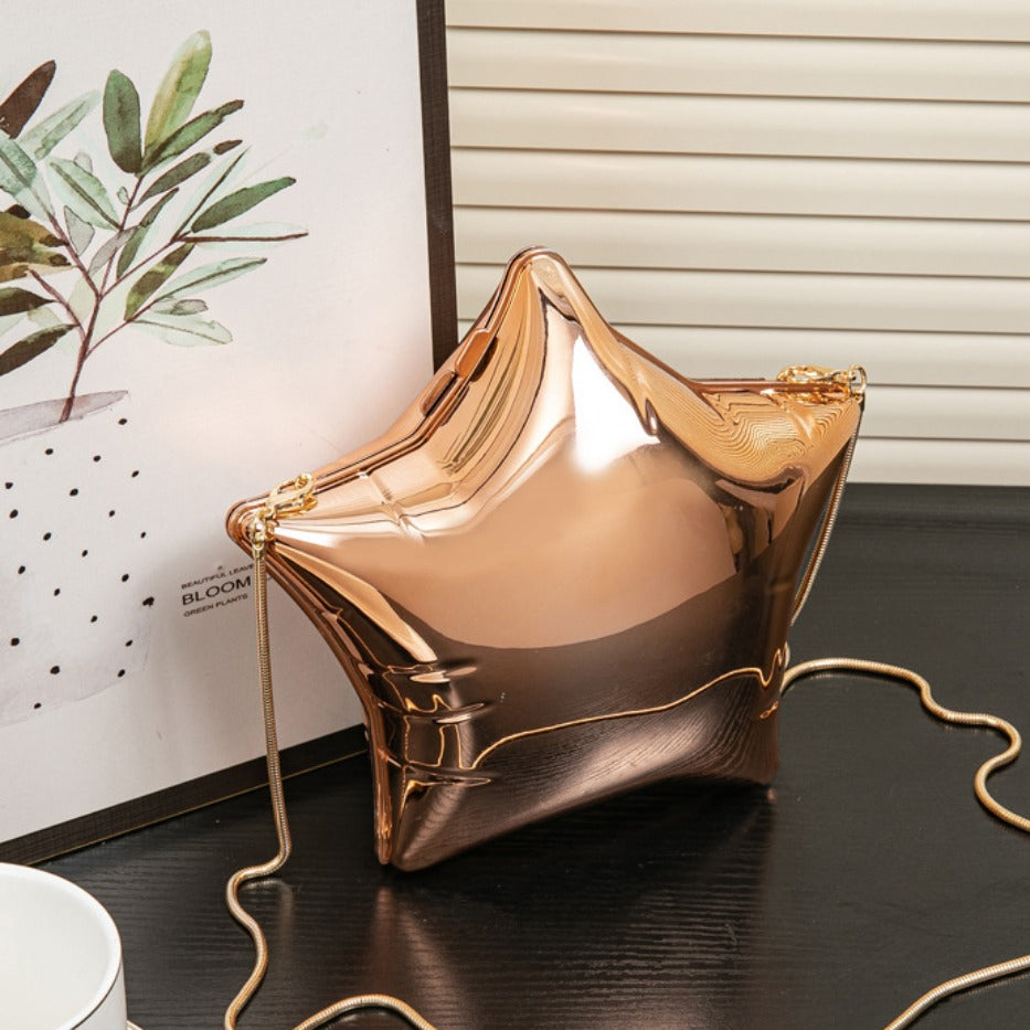 Silver Pentagram Chain evening Bag, Acrylic Mini Change, Key Lipstick Purse, Crossbody Prom Bag, Party Purse, Prom Bags Clutch, Wedding Purse