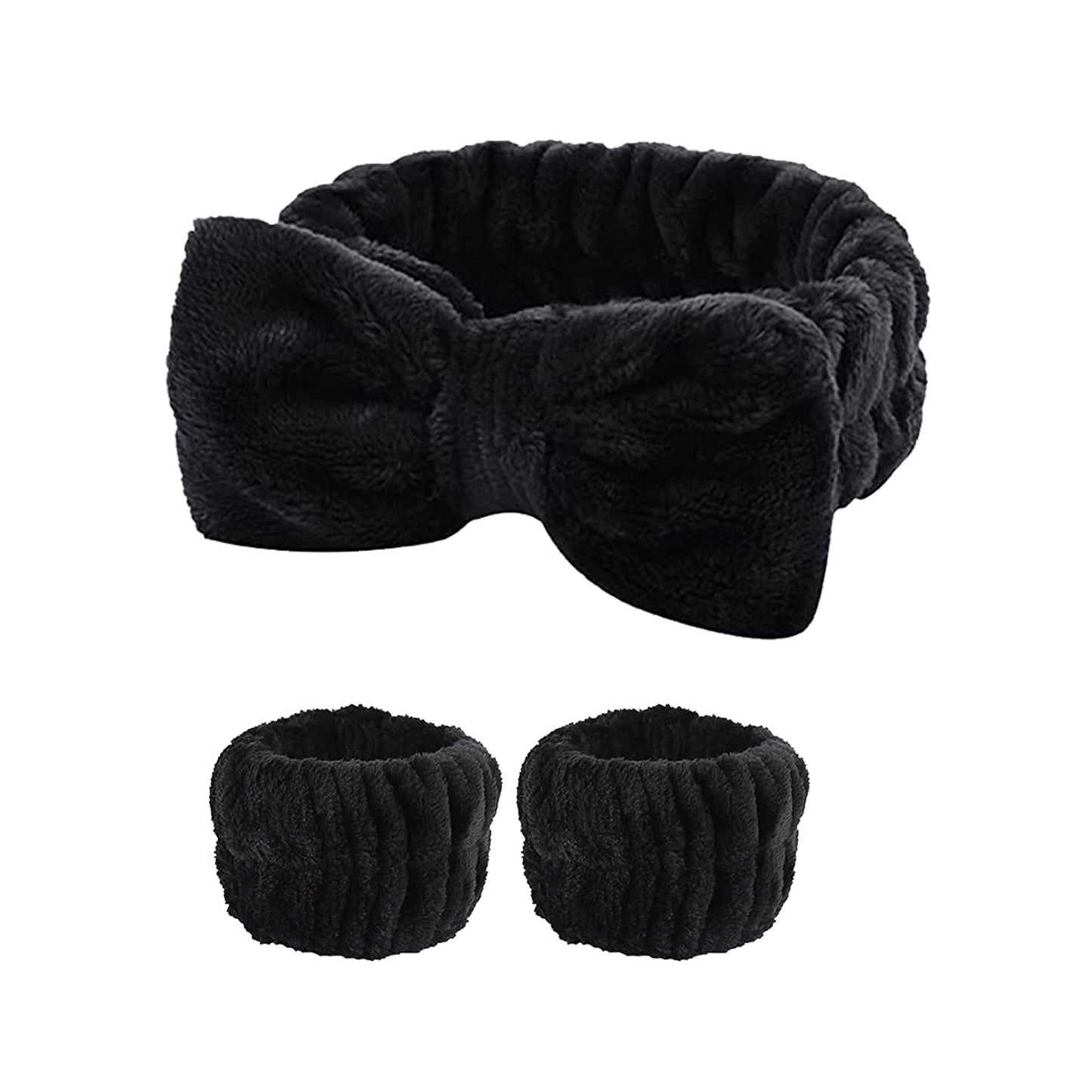 Soft Coral Fleece Wristband and Hairband Set