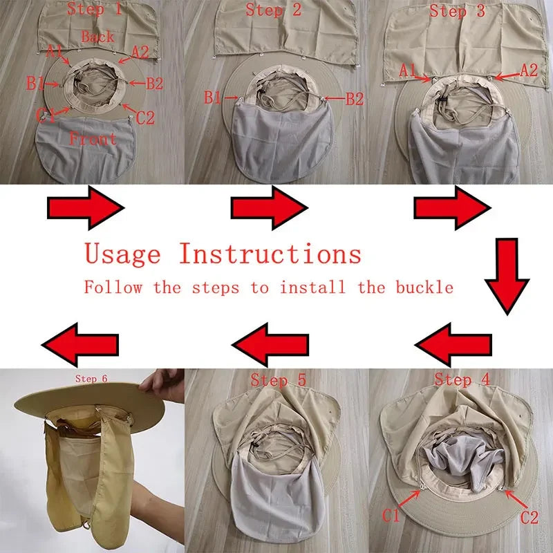 Sombrero pesca outdoor ajust., prot. solar, sombrilla transpirable plegable, hombres/mujeres, senderismo, camping, gorra casual