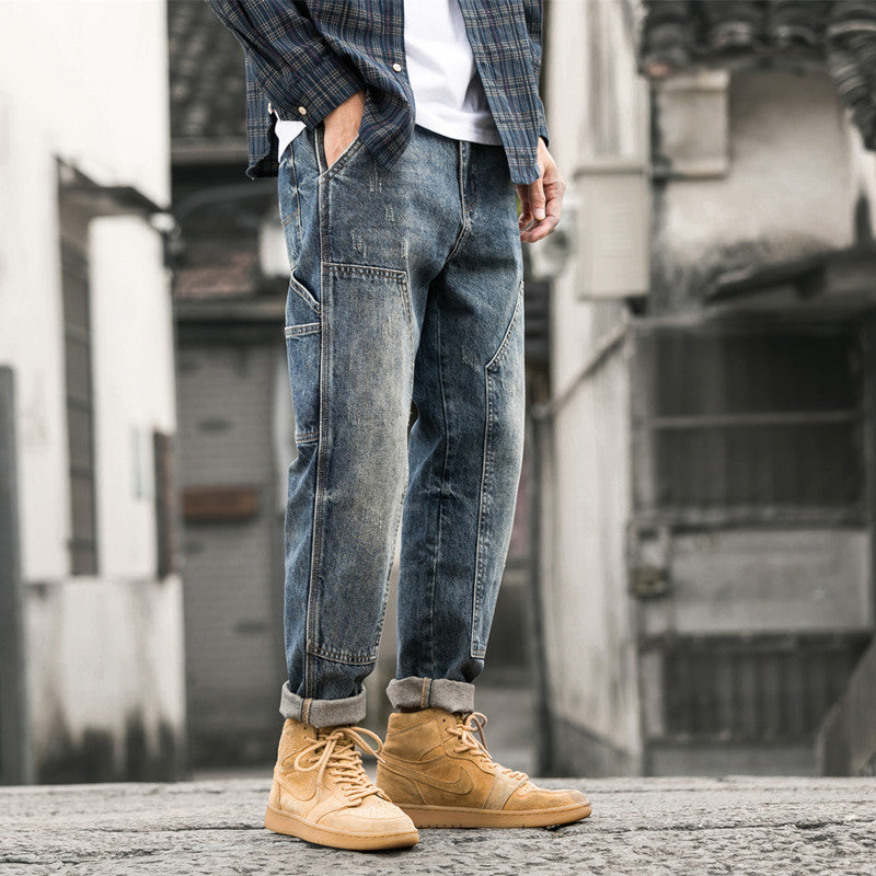 Seam-stitched workwear jeans