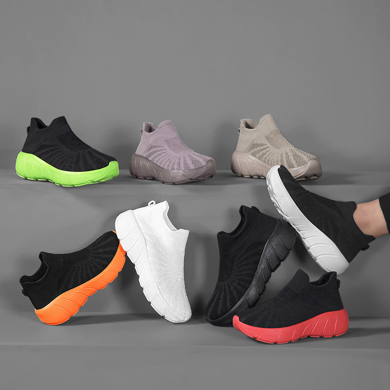 Thick-soled fly-knit sports shoes