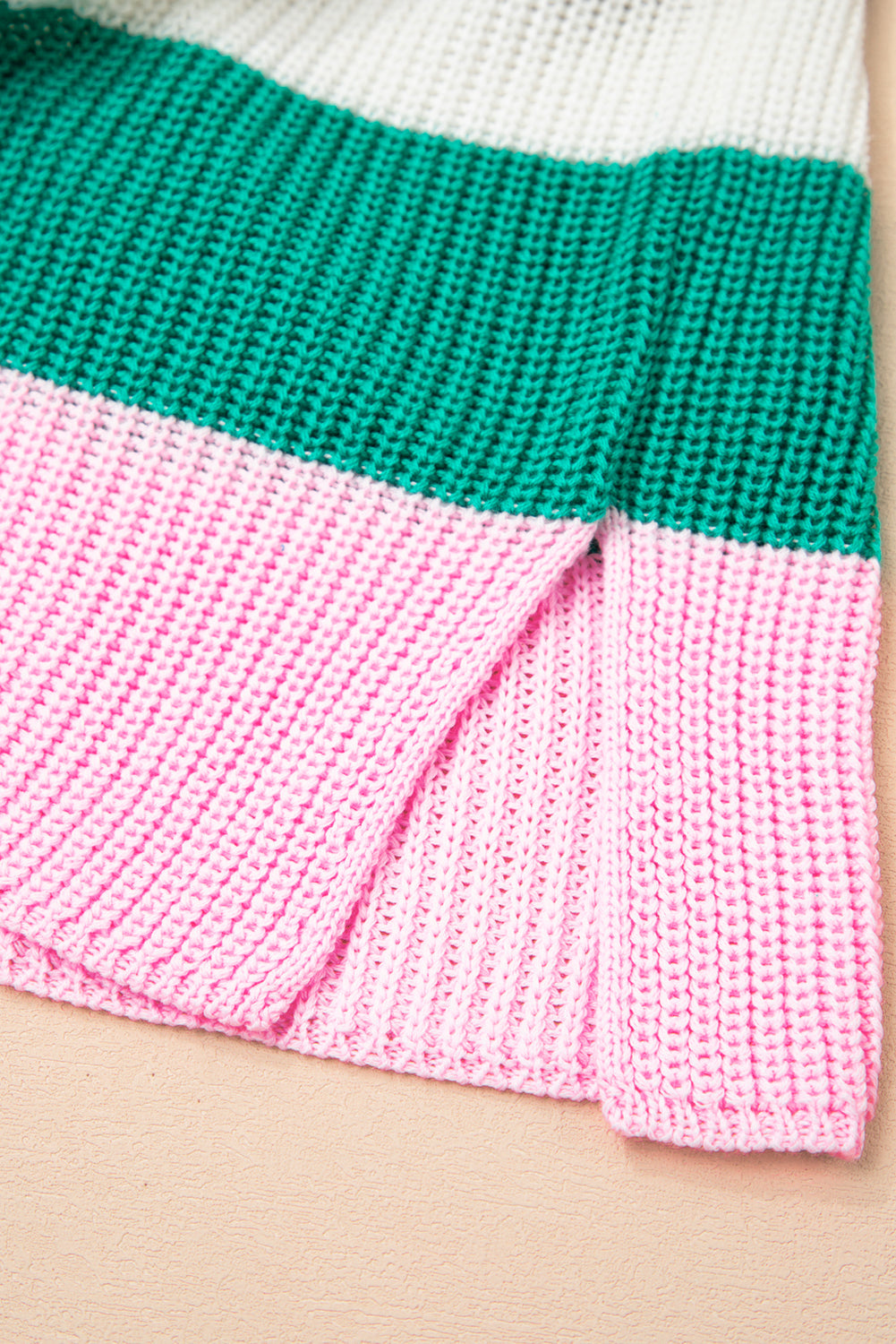 Plus Size Stripe Colorblock V-Neck Sweater