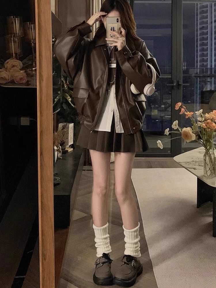 Women's Short PU Leather Jacket