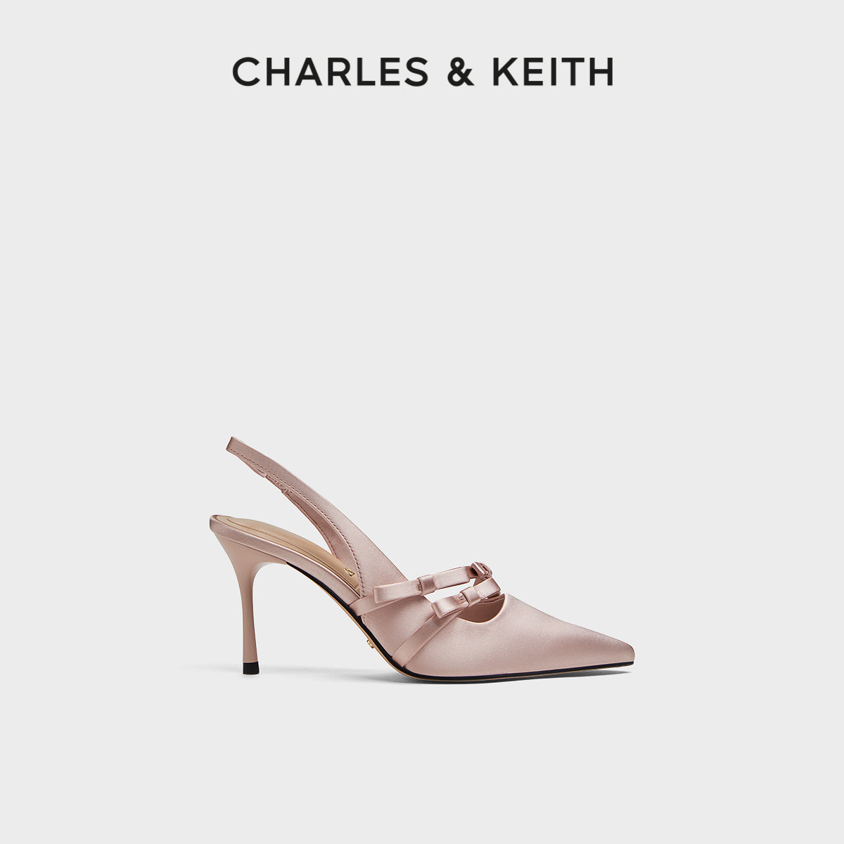 Bridal bow-pointed satin high heels