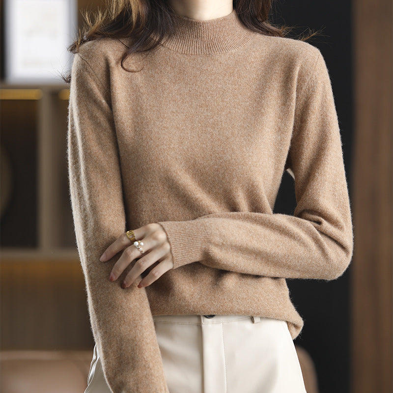 Half-neck knitted sweater, loose-fitting top