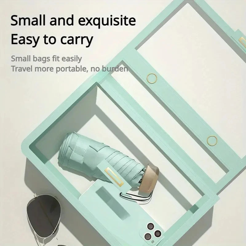 UPF50+ Umbrella Mini Pocket Sun Shade Umbrella Portable Vinyl Folding Rain Travel Umbrella UV Protection Parasol Capsule