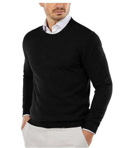 Men's Crewneck Knit Sweater Slim Fit Long Sleeve