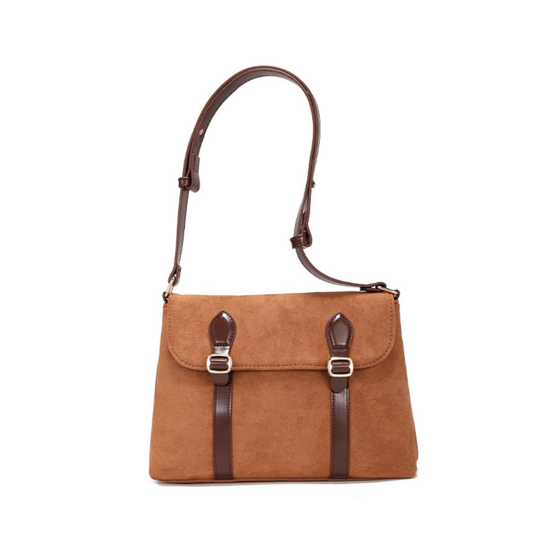 Mailman bag female, suede retro matte crossbody, shoulder crossbody bag