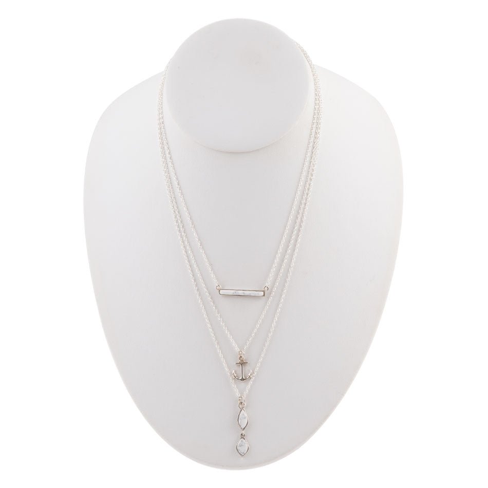 White Howlite and Sterling Silver Anchored To You Necklace