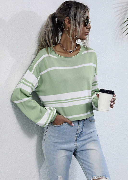Bishop Sleeve Striped Sweater
