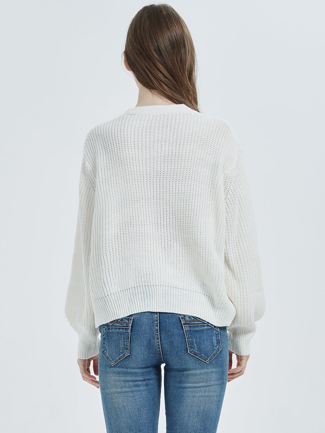 Women Lantern Sleeve Cardigan Button Down Open Front Knit Sweater Coat