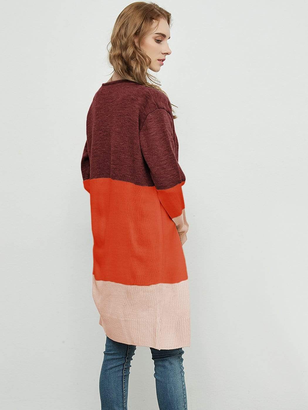 Long Sleeve Open Front Casual Knit Sweaters Coat Soft Outwear Striped Draped Kimono Cardigan