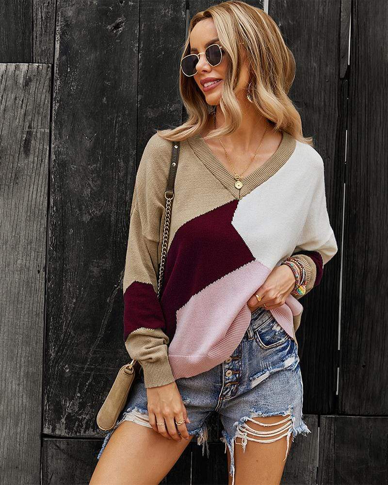 Color Block Relaxed Sweater