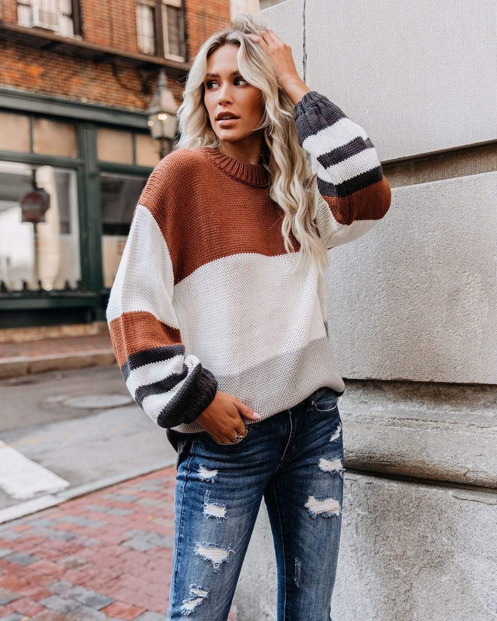 Color Block Oversized Sweater