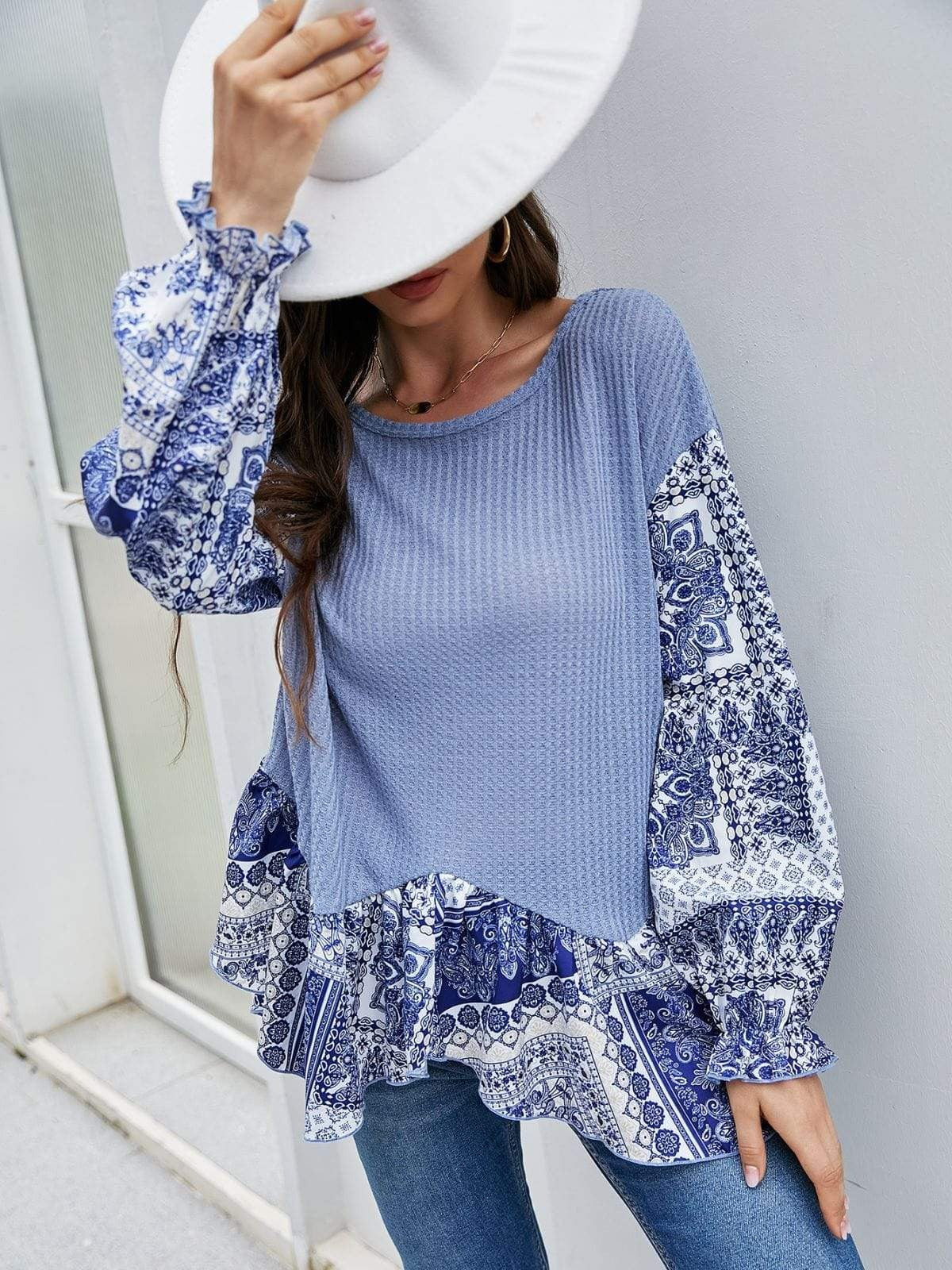 Two Tone Paisley Print Sweater