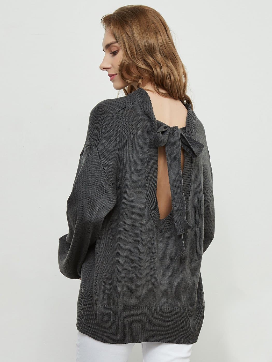 Love Tie Puffed Sleeve Sweater